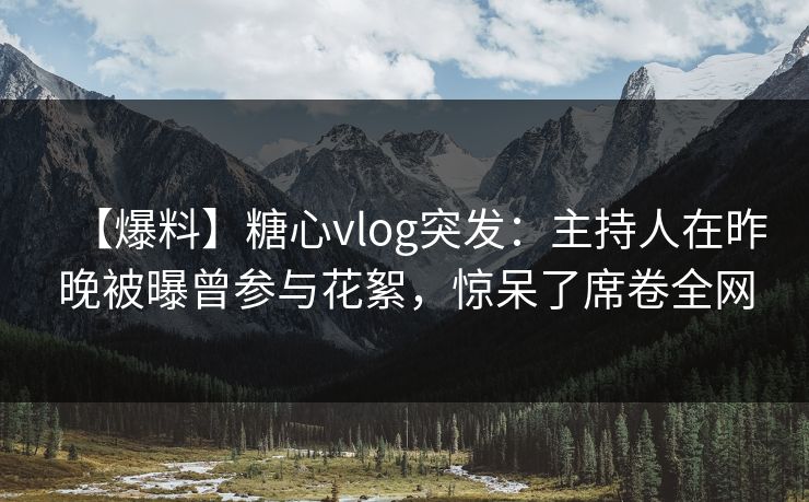 【爆料】糖心vlog突发：主持人在昨晚被曝曾参与花絮，惊呆了席卷全网