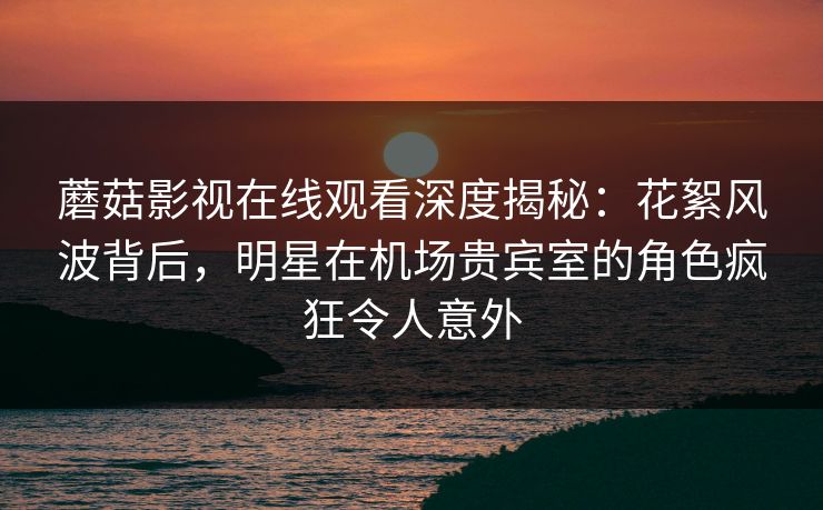 蘑菇影视在线观看深度揭秘：花絮风波背后，明星在机场贵宾室的角色疯狂令人意外